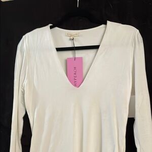 HYPEACH Cream Fitted 3/4 Sleeve Bodysuit with tags